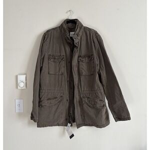 NWT GAP Mens Large Tall LT Cotton Military Fatigue Utility Jacket Army Green